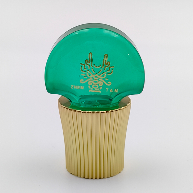 Premium Customizable Zinc Alloy Bottle Caps with Green Crystal Head for Luxury Packaging