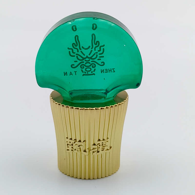 Premium Customizable Zinc Alloy Bottle Caps with Green Crystal Head for Luxury Packaging