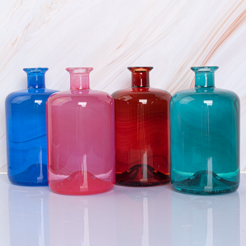 vibrant colored glass bottles spray coating