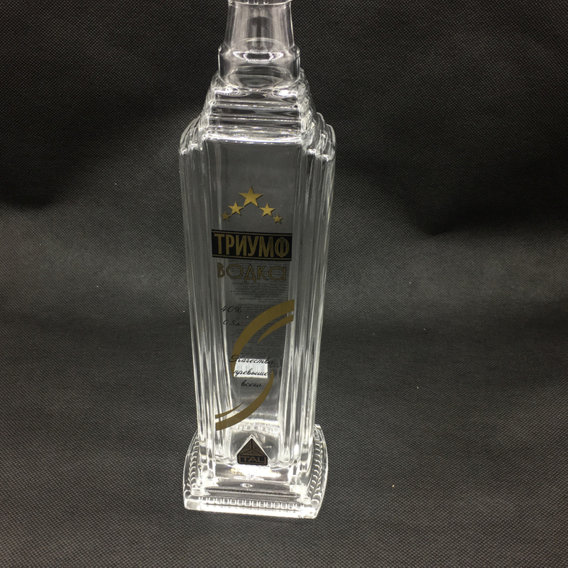 500ml Square Shape Glass Vodka Bottles with Custom Designs