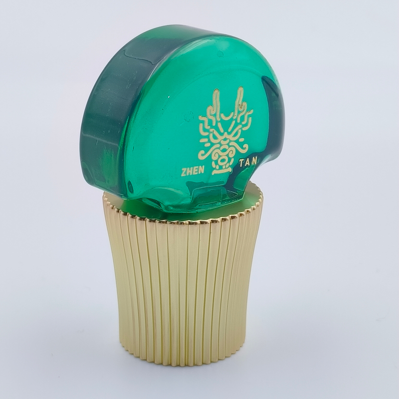 Premium Customizable Zinc Alloy Bottle Caps with Green Crystal Head for Luxury Packaging