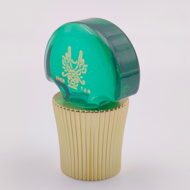 Premium Customizable Zinc Alloy Bottle Caps with Green Crystal Head for Luxury Packaging